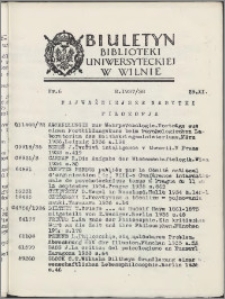 Biuletyn Biblioteki Uniwersyteckiej w Wilnie 1937/1938 nr 6