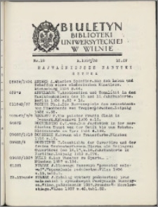 Biuletyn Biblioteki Uniwersyteckiej w Wilnie 1937/1938 nr 19
