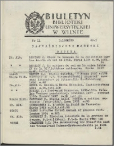 Biuletyn Biblioteki Uniwersyteckiej w Wilnie 1938/1939 nr 11