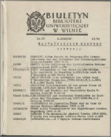 Biuletyn Biblioteki Uniwersyteckiej w Wilnie 1938/1939 nr 25