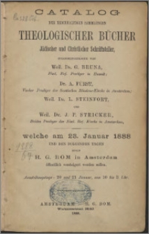 Catalog der reichhaltigen Sammlungen theologischer Bücher Jüdischer und Christlicher Schriftsteller