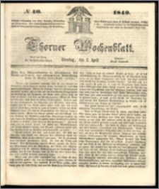 Thorner Wochenblatt 1849, No. 40 + Beilage
