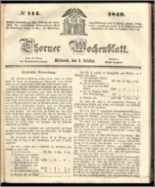 Thorner Wochenblatt 1849, No. 114 + Beilage