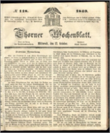 Thorner Wochenblatt 1849, No. 118 + Beilage
