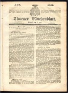 Thorner Wochenblatt 1852, No. 28 + Beilage