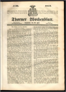 Thorner Wochenblatt 1852, No. 33 + Beilage