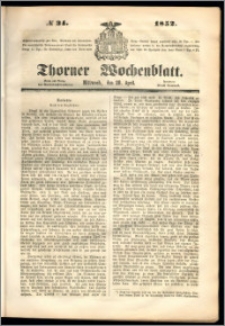 Thorner Wochenblatt 1852, No. 34 + Beilage