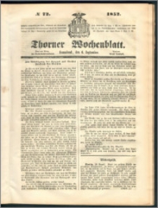 Thorner Wochenblatt 1852, No. 72