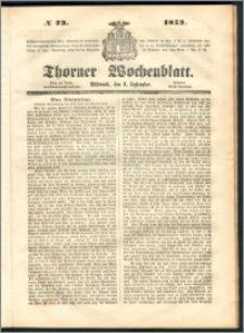 Thorner Wochenblatt 1852, No. 73