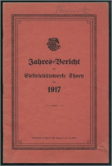Jahres-Bericht der Elektricitätswerke Thorn für 1917