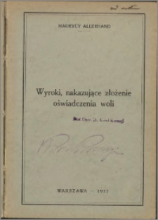 Wyroki, nakazujące złożenie oswiadczenia woli