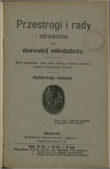 Przestrogi i rady zdrowotne dla dorosłej młodzieży