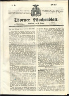 Thorner Wochenblatt 1855, No. 2 + Beilage