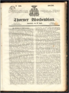 Thorner Wochenblatt 1856, No. 34 + Beilage
