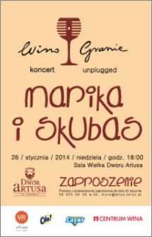 WinoGranie : koncert unplugget Marika i Skubas : 26 stycznia 2014 : zaproszenie
