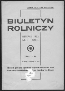 Biuletyn Rolniczy, R. I, nr 1