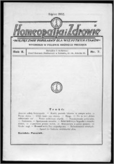 Homeopatja i Zdrowie 1932, R. 2, nr 7