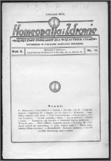 Homeopatja i Zdrowie 1932, R. 2, nr 11