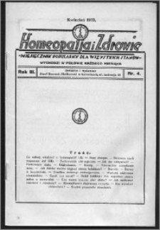 Homeopatja i Zdrowie 1933, R. 3, nr 4