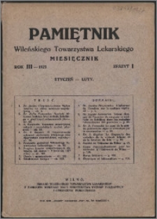 Pamiętnik Wileńskiego Towarzystwa Lekarskiego 1927, R. 3 z. 1