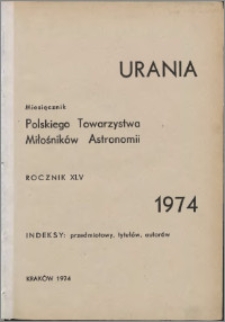 Urania 1974, R. 45 - indeksy