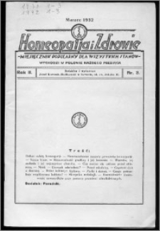 Homeopatja i Zdrowie 1932, R. 2, nr 3