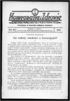 Homeopatja i Zdrowie 1933, R. 3, nr 11