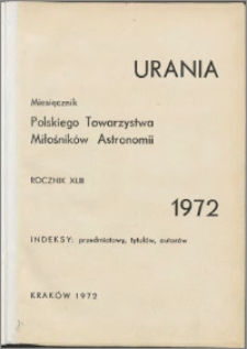 Urania 1972, R. 43 - indeksy