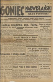 Goniec Nadwiślański : Głos Pomorski : niezależne pismo poranne poświęcone sprawom stanu średniego : 1938.03.03, R. 14 nr 51