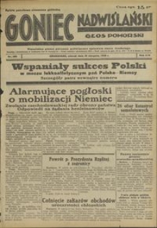 Goniec Nadwiślański : Głos Pomorski : niezależne pismo poranne poświęcone sprawom stanu średniego : 1938.08.16 R. 14 nr 186