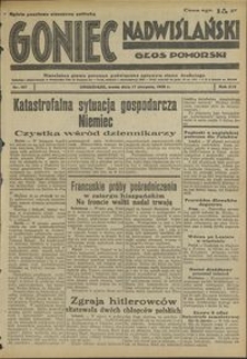 Goniec Nadwiślański : Głos Pomorski : niezależne pismo poranne poświęcone sprawom stanu średniego : 1938.08.17 R. 14 nr 187
