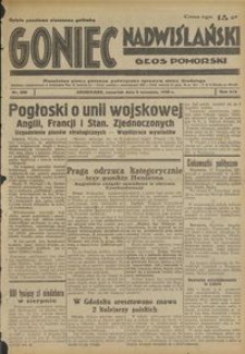 Goniec Nadwiślański : Głos Pomorski : niezależne pismo poranne poświęcone sprawom stanu średniego : 1938.09.08, R. 14 nr 206