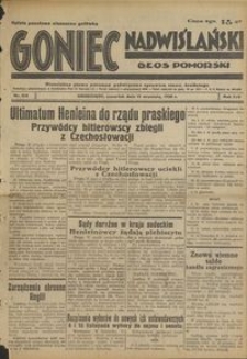 Goniec Nadwiślański : Głos Pomorski : niezależne pismo poranne poświęcone sprawom stanu średniego : 1938.09.15, R. 14 nr 212