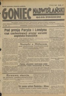 Goniec Nadwiślański : Głos Pomorski : niezależne pismo poranne poświęcone sprawom stanu średniego : 1938.09.22, R. 14 nr 218