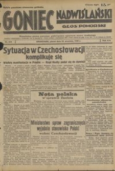 Goniec Nadwiślański : Głos Pomorski : niezależne pismo poranne poświęcone sprawom stanu średniego : 1938.09.23, R. 14 nr 219