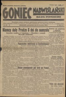 Goniec Nadwiślański : Głos Pomorski : niezależne pismo poranne poświęcone sprawom stanu średniego : 1938.09.26, R. 14 nr 221