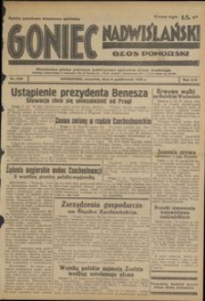 Goniec Nadwiślański : Głos Pomorski : niezależne pismo poranne poświęcone sprawom stanu średniego : 1938.10.06, R. 14 nr 230