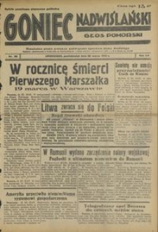 Goniec Nadwiślański : Głos Pomorski : niezależne pismo poranne poświęcone sprawom stanu średniego : 1939.03.20, R. 15 nr 66