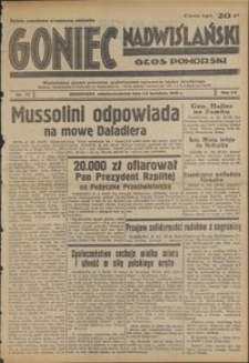 Goniec Nadwiślański : Głos Pomorski : niezależne pismo poranne poświęcone sprawom stanu średniego : 1939.04.01/02, R. 15 nr 77