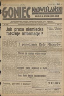 Goniec Nadwiślański : Głos Pomorski : niezależne pismo poranne poświęcone sprawom stanu średniego : 1939.05.27/28, r. 15 nr 122