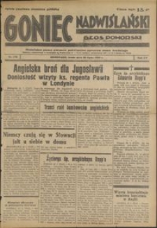 Goniec Nadwiślański : Glos Pomorski : niezależne pismo poranne poświęcone sprawom stanu średniego : 1939.07.26, R. 15 nr 170