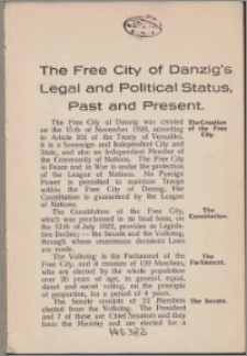 The free city of Danzig's legal and politica status, past and present