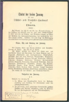 Statut der freien Innung für das Tischler- und Drechsler-Handwerk zu Thorn