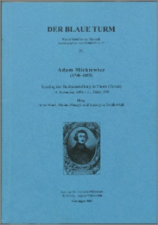 Adam Mickiewicz (1798-1855) : Katalog der Buchausstellung Thorn (Toruń) 14. November 1998-31 März 1999