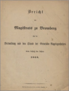Bericht des Magistrats zu Bromberg über die Verwaltung und den Stand der Gemeinde Angelegenheiten beim Schluss des Jahres 1868